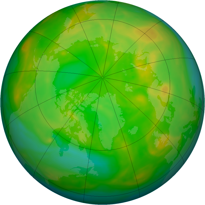 Arctic ozone map for 15 June 2007